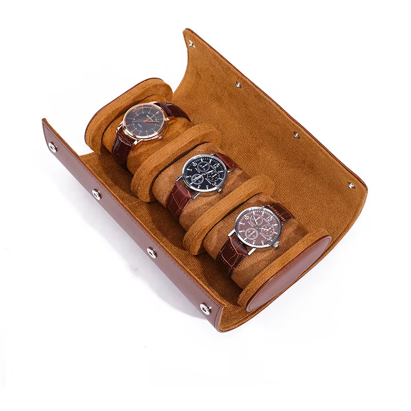 Embers cuir montre rouleau 1 2 3 fentes luxe véritable