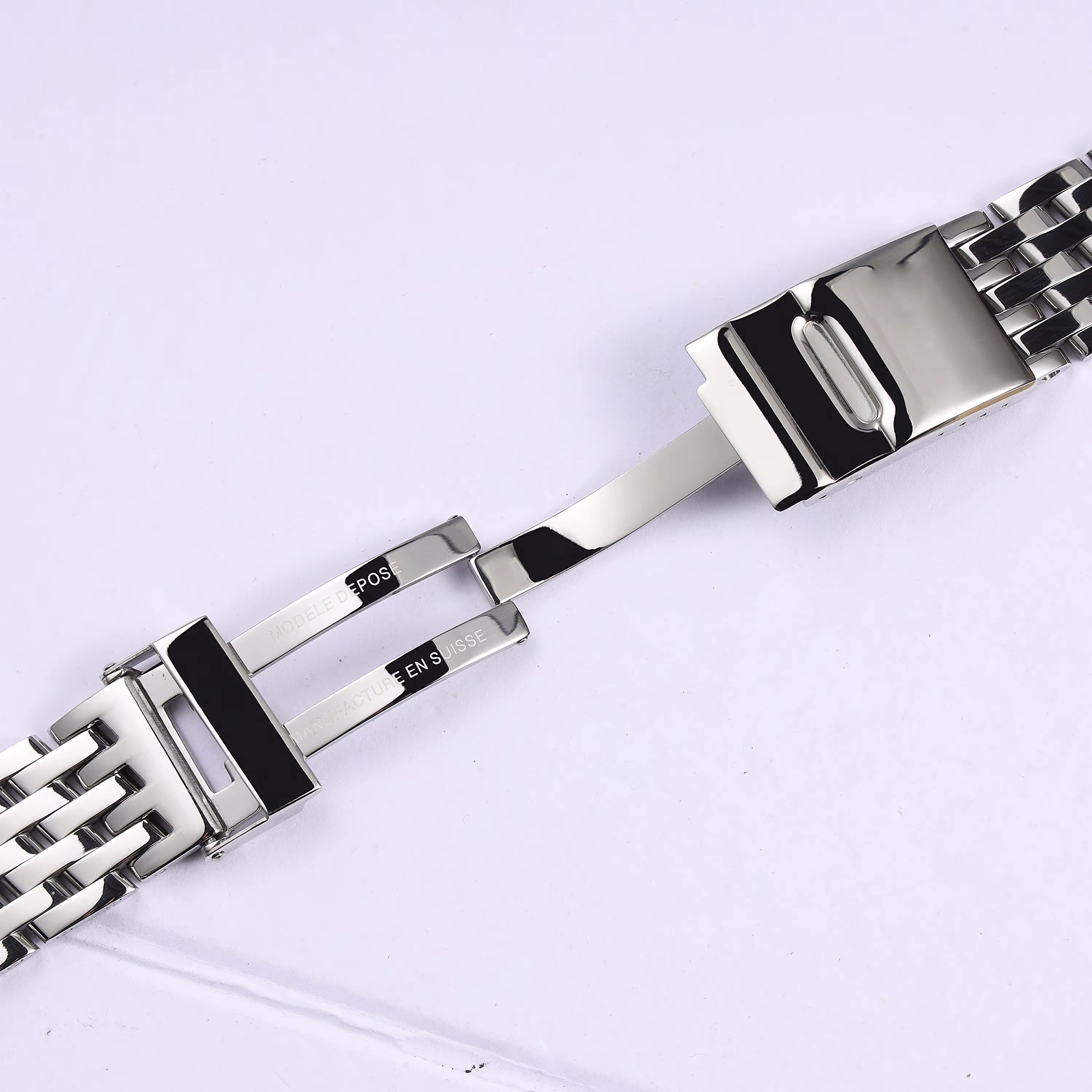 Pour Breitling nouveaux maillons d'extrémité courbes 7 perles 24mm argent poli solide Bracelet en acier inoxydable