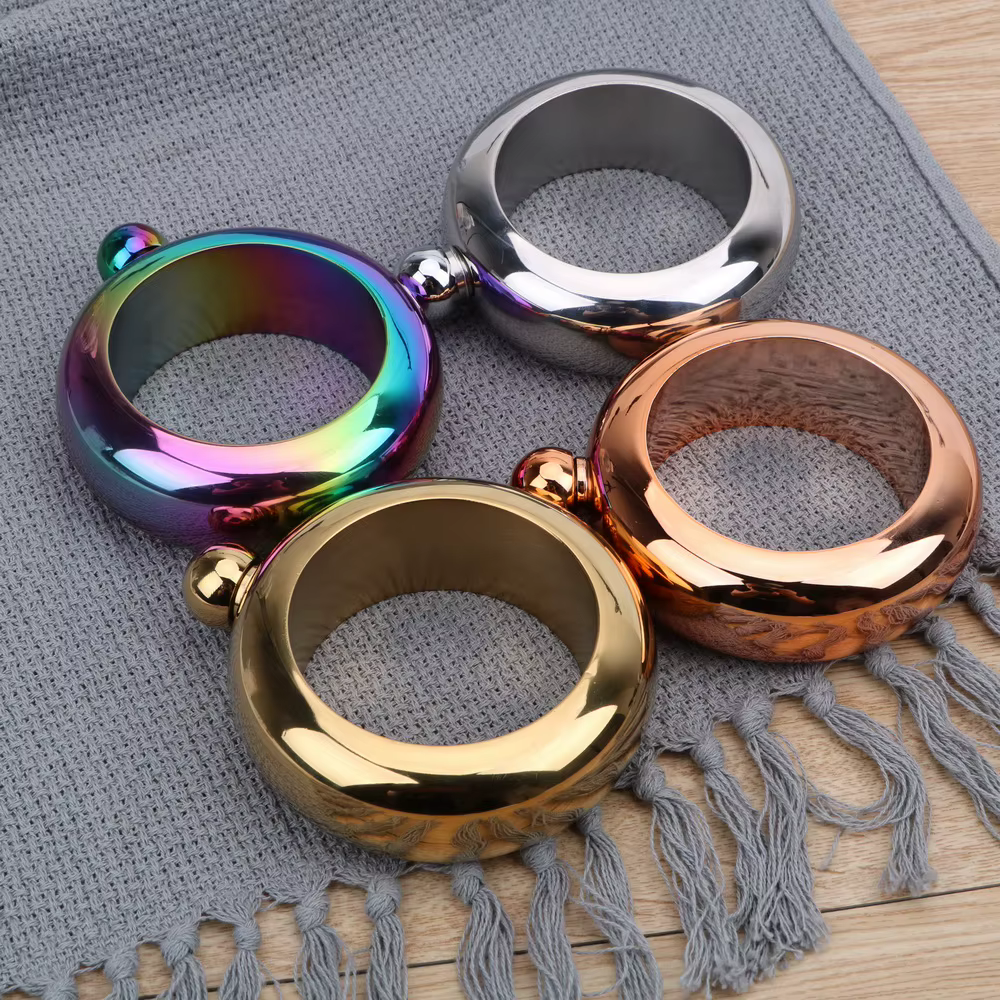 Flcopropriété de hanche en acier inoxydable, bracelet à whisky, bouteille de vin colorée, entonnoir, carafe de camping, approvisionnement en verres, 3.5oz