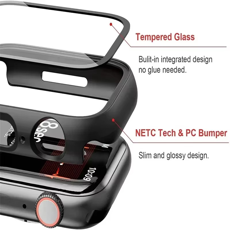 Verre trempé + étui pour Apple Watch 11 10 9 8 7 6 5 SE Ultra 2