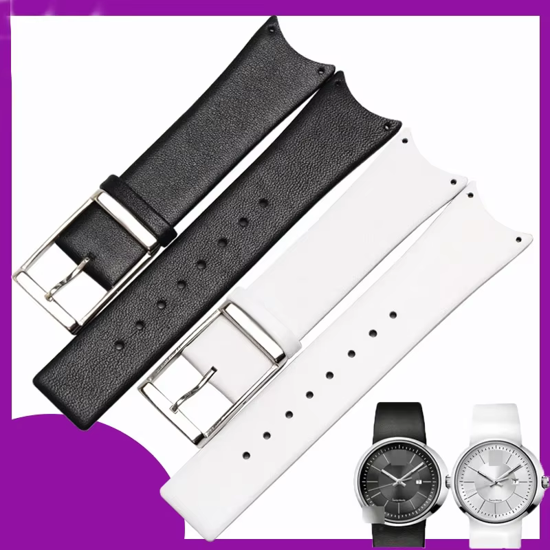 MAIKES Top qualité véritable bracelet de montre en cuir de veau rouge
