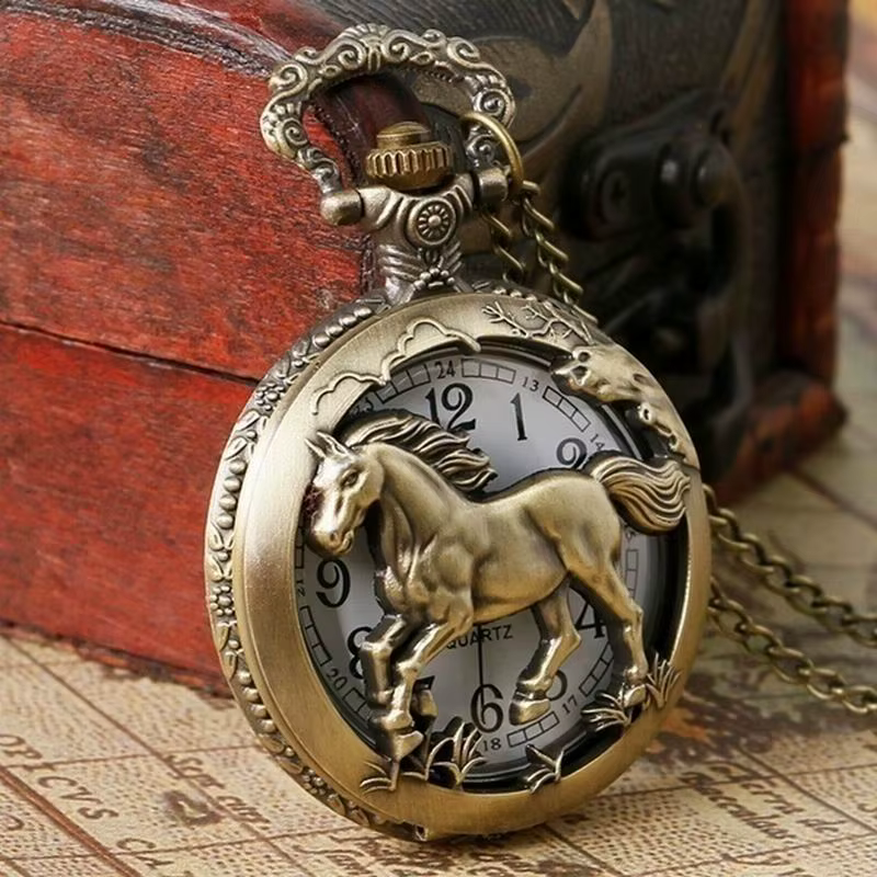Montre de poche cheval mignonne