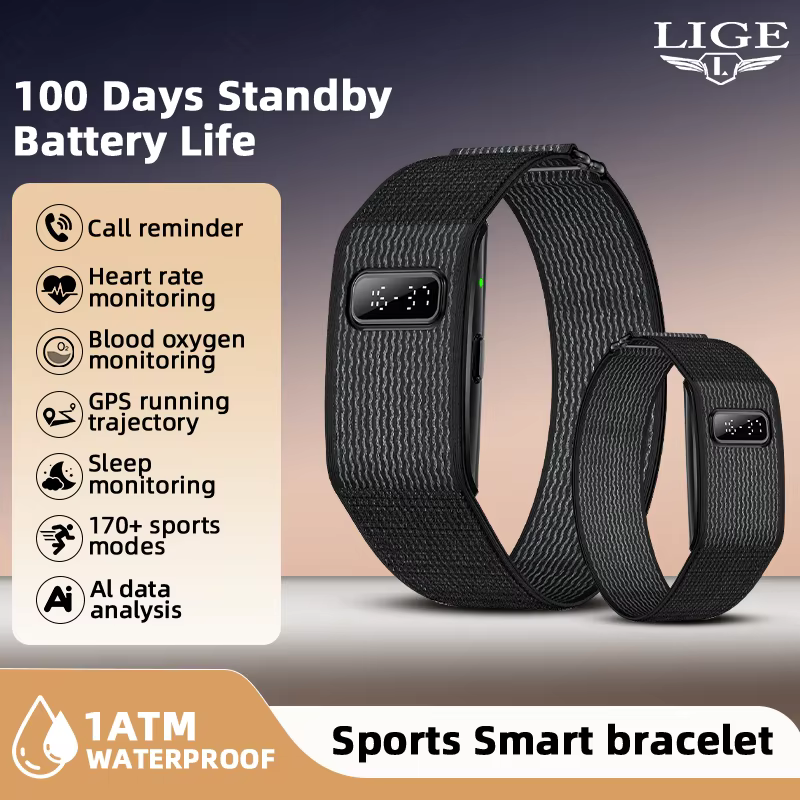 Montre connectée numérique LIGE nouvelle génération avec moniteur de fréquence cardiaque 24h/24