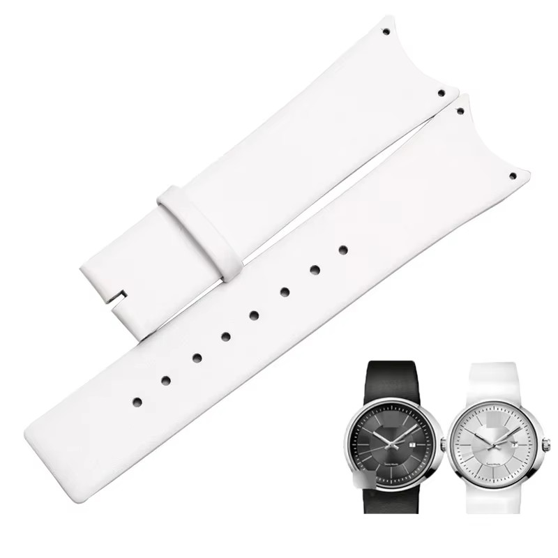 MAIKES Top qualité véritable bracelet de montre en cuir de veau rouge