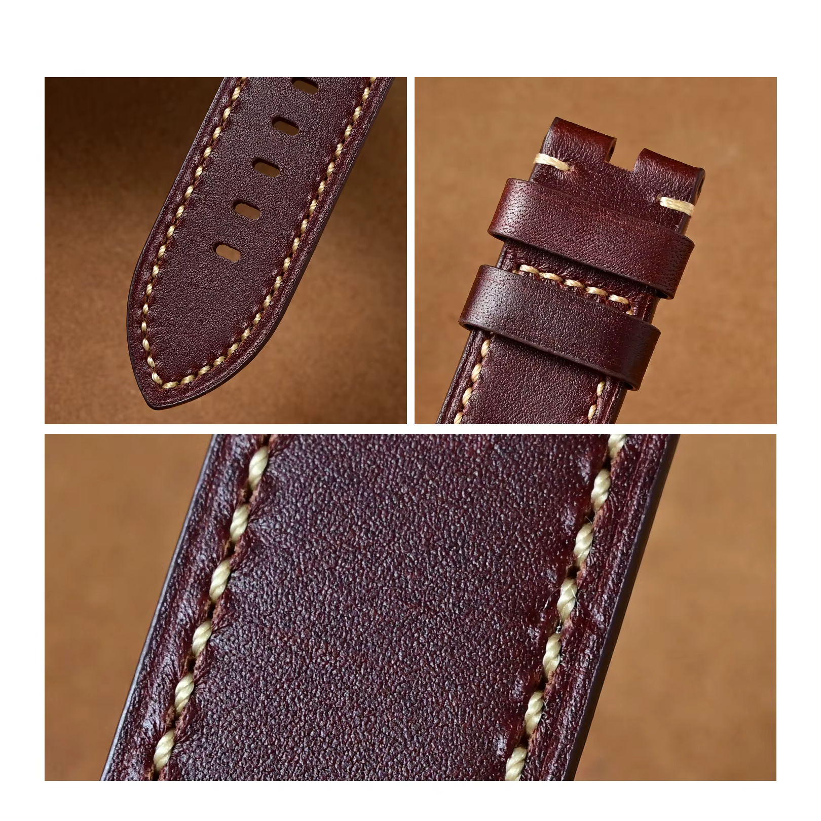 Bracelet de montre en cuir véritable pour Panerai