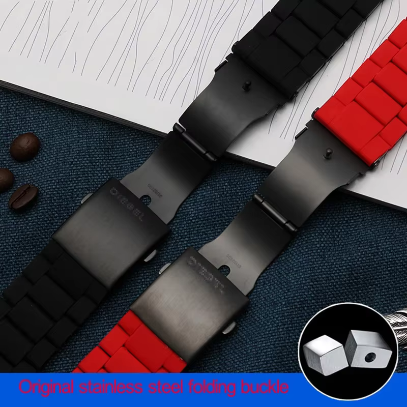 Bracelet de montre en silicone et acier inoxydable