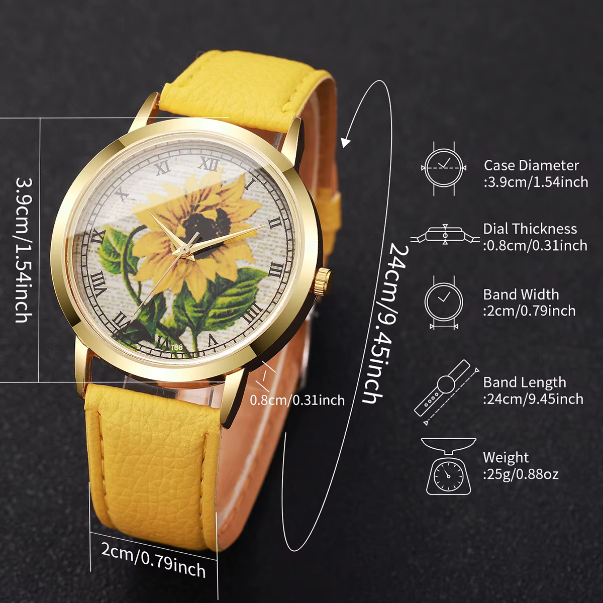 Mode fleur Roma cadran femmes montre-bracelet bracelet en cuir décontracté montres à Quartz pour dames horloge Reloj Mujer (sans boîte)