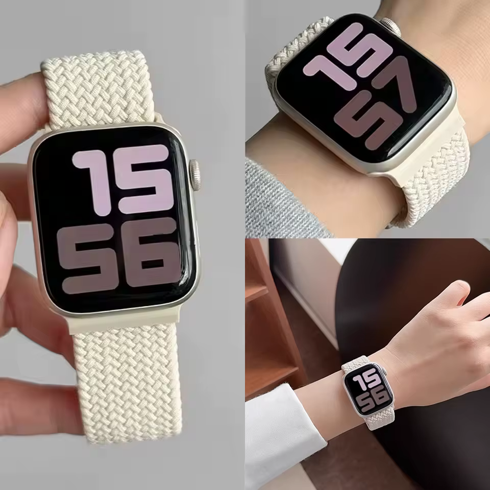 Bracelet tressé Black Unity pour Apple Watch 44mm 45mm 40mm 41mm 46mm