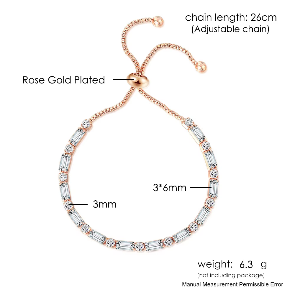 ChimSimple-Bracelet de Tennis en Or Rose pour Femme, Bijoux Ajustables Faits à la Main, Cadeau de Mariage, Kpop Zcomprend, H028
