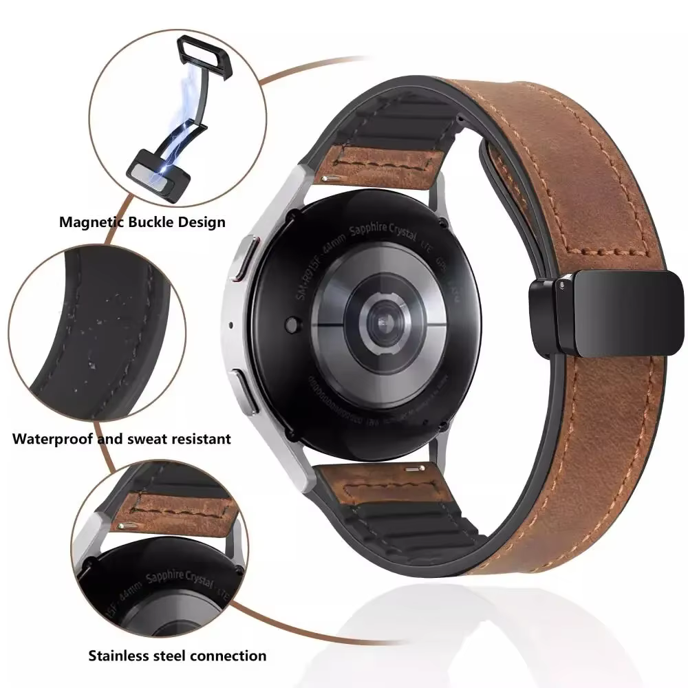 Bracelet Correa en Silicone et cuir magnétique