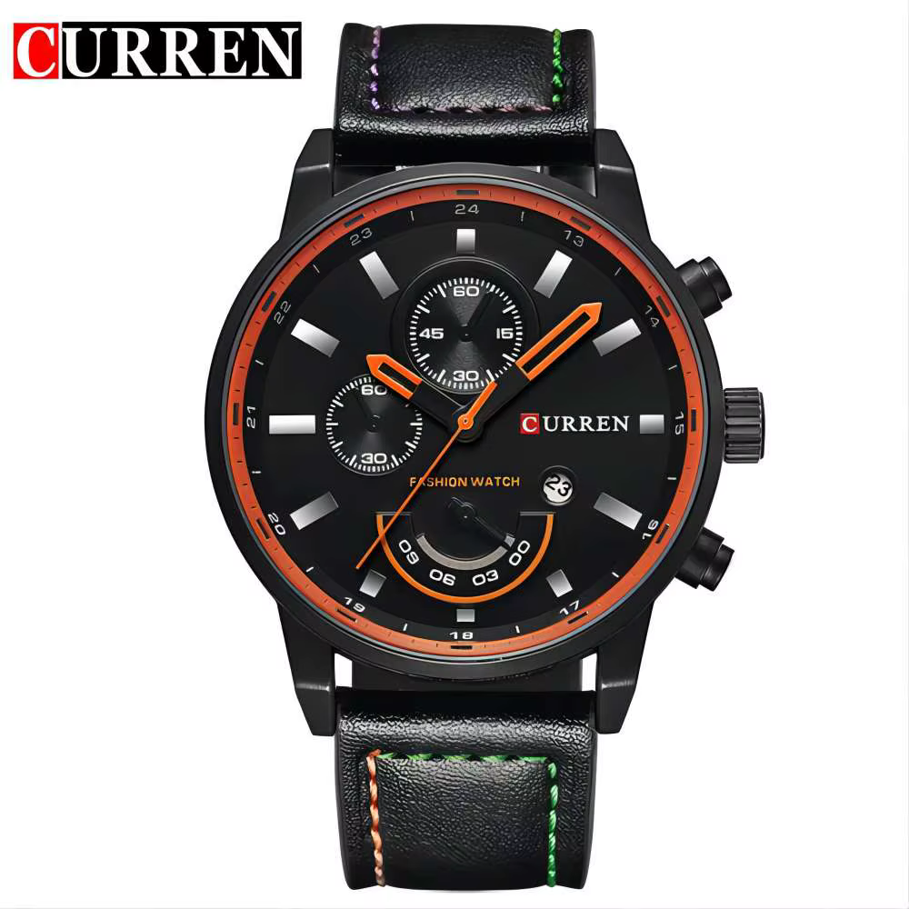 CURREN – montre-bracelet à Quartz en cuir véritable pour homme