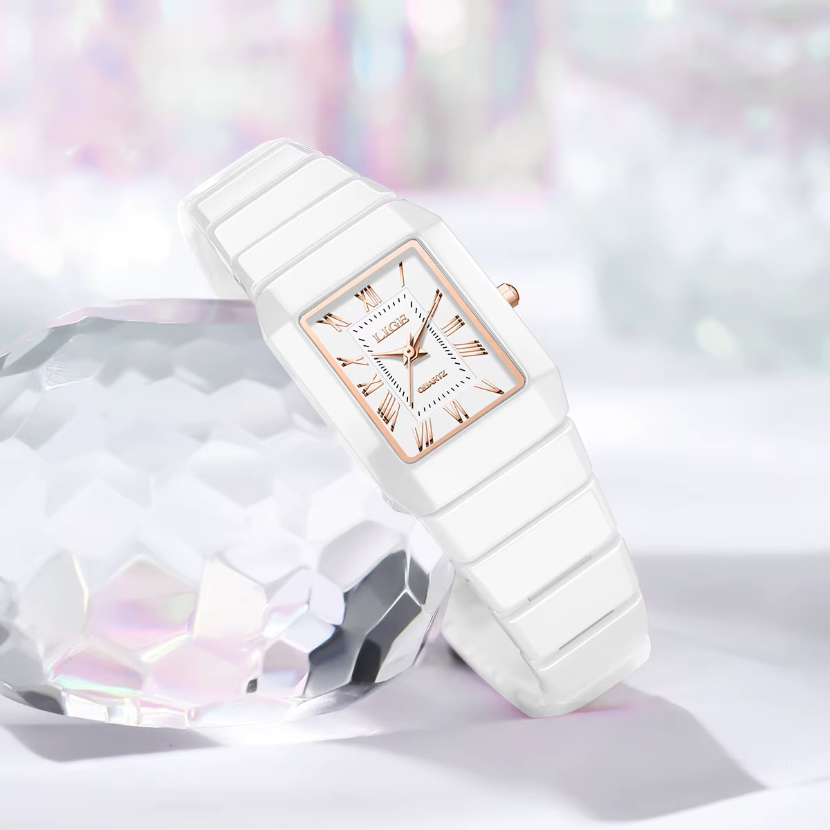 LIGE montre femme montre-bracelet marque céramique mode quartz élégant étanche vintage ultra-mince