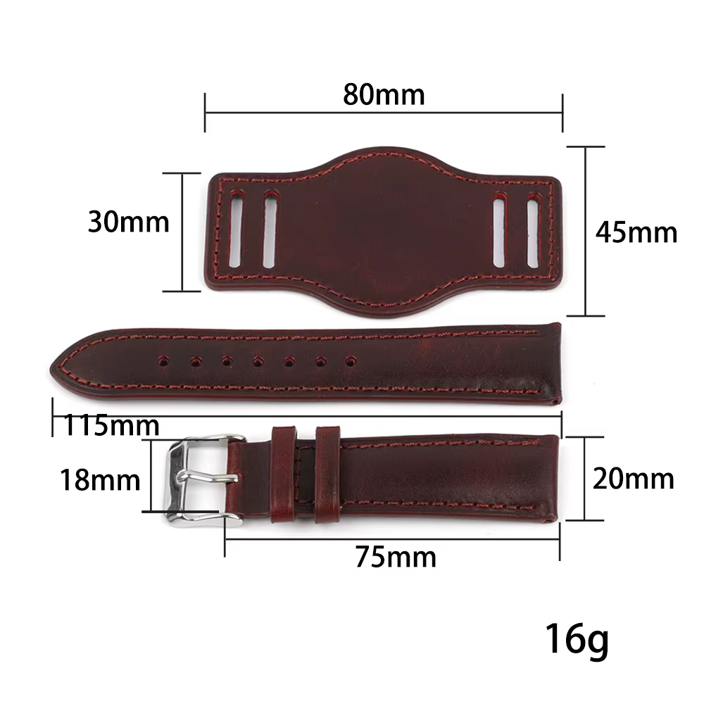Bracelet de montre en cuir véritable pour homme