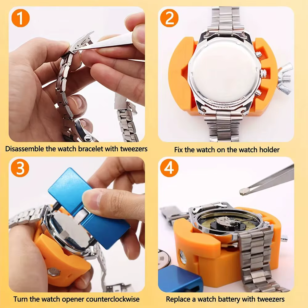 Kit d'outils de réparation 3-en-1 : Outil de retrait du fond de montre