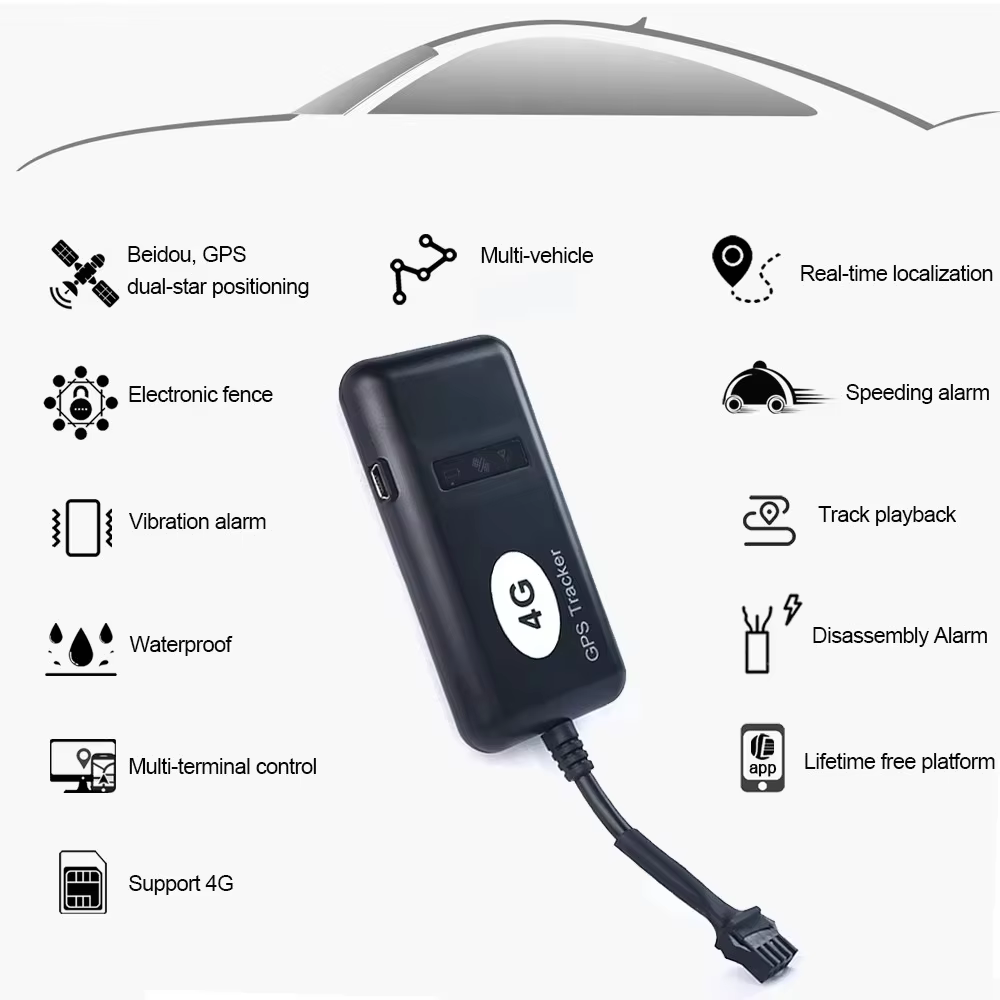 DAGPS Tracker 4G GT02 Sentinelle GPS 4 broches – Position et coupure ultra-précision du moteur de carburant/arrêt et d'alarme d'accélération pour votre véhicule