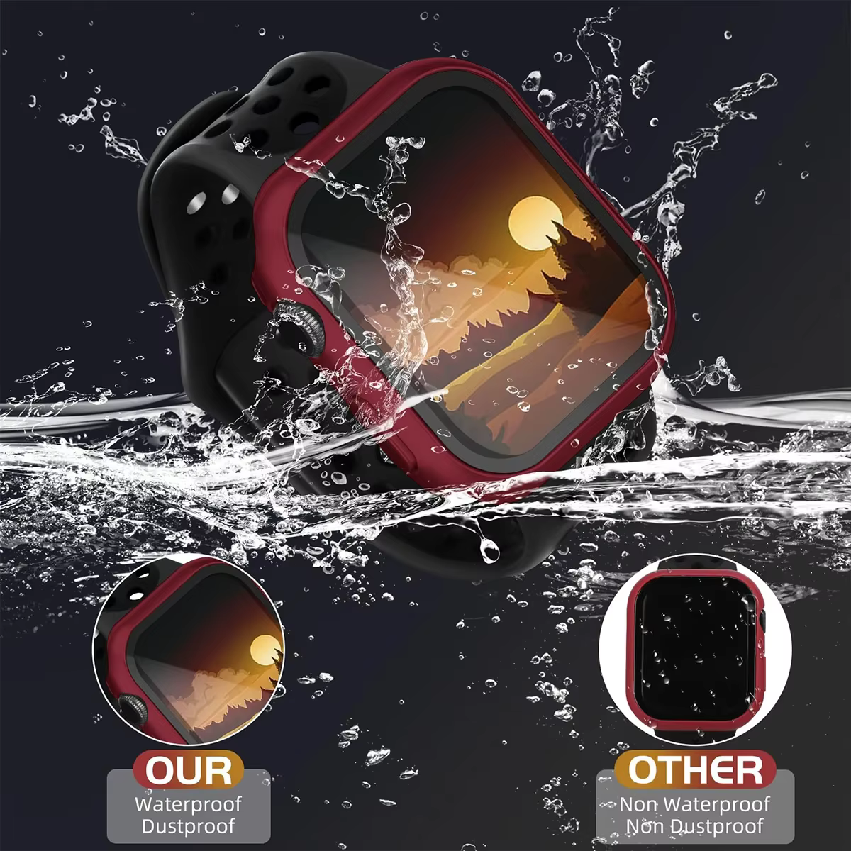 Coque en verre et couvercle pour Apple Watch