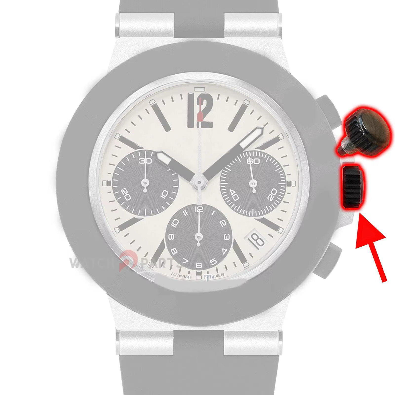 Couronne de montre pour Bvlgari Bulgari 40mm 103383 Montre chronographe