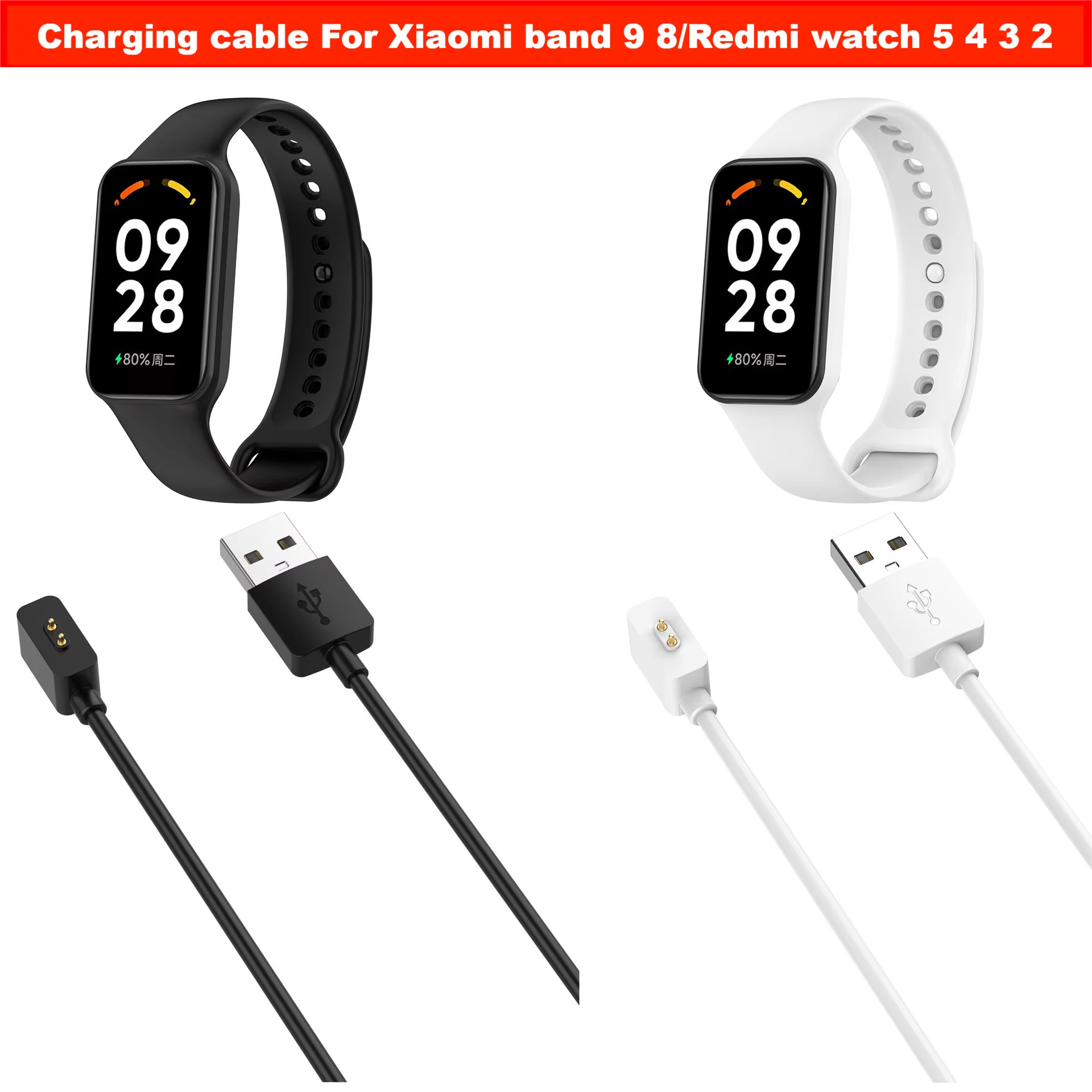 Chargeur USB pour Xiaomi smart band 10 9 8 NFC 9 8 pro, adaptateur actif pour redmi watch 5 4 3 2 active lite, câble de chargement