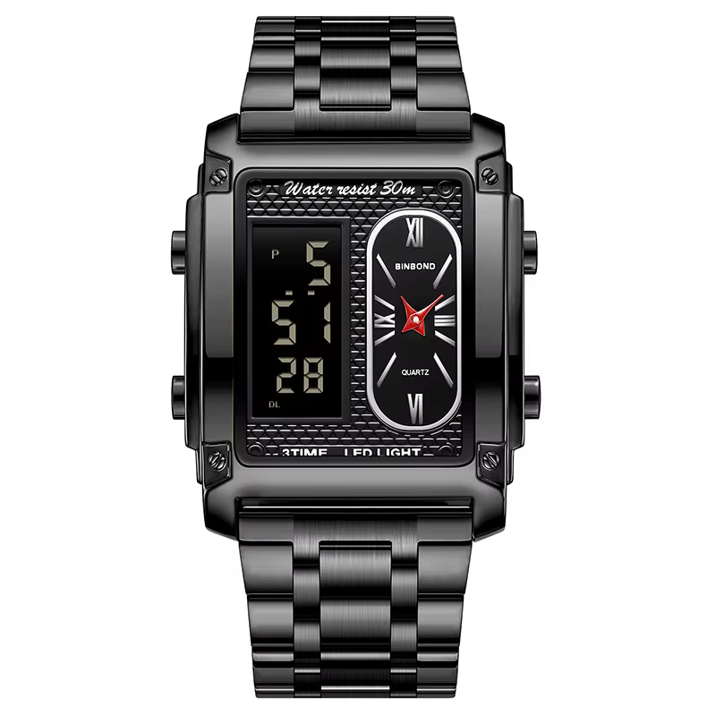 UTHAI H37 mode carré Double écran montre numérique pour hommes léger luxe loisirs sport étanche montre à Quartz pour hommes