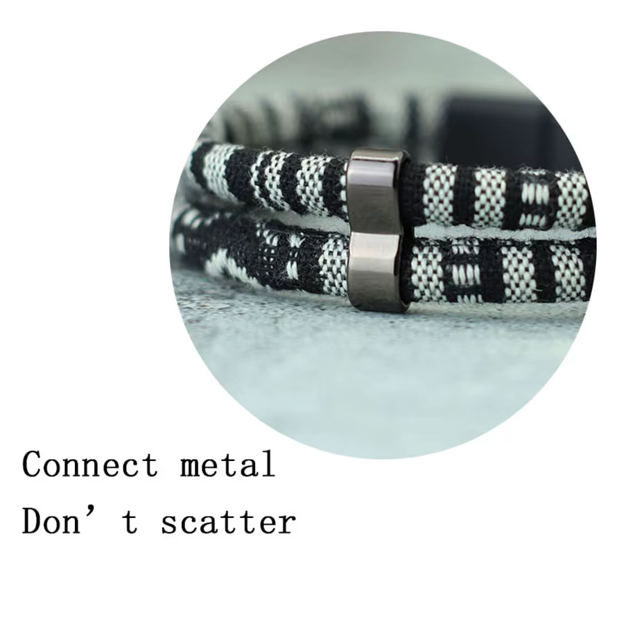 Noter nouveau Bracelet pour hommes avec corde détachable aimant boucle Wrap Braslet Double couche bohème tissu