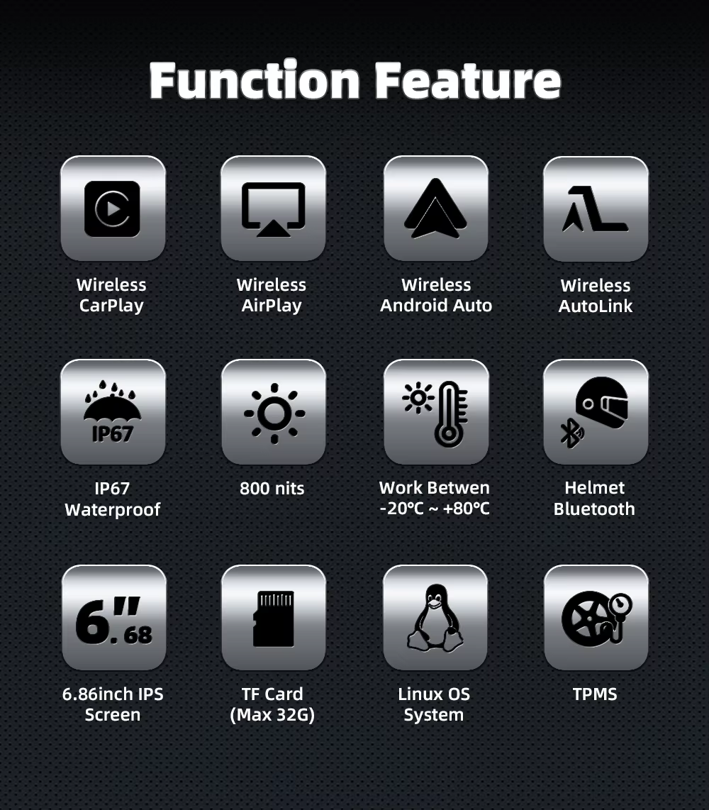 EKIY 6.86 "écran de Moto Navigation GPS affichage Portable numérique Moto Carplay Moto sans fil CarPlay Android Auto