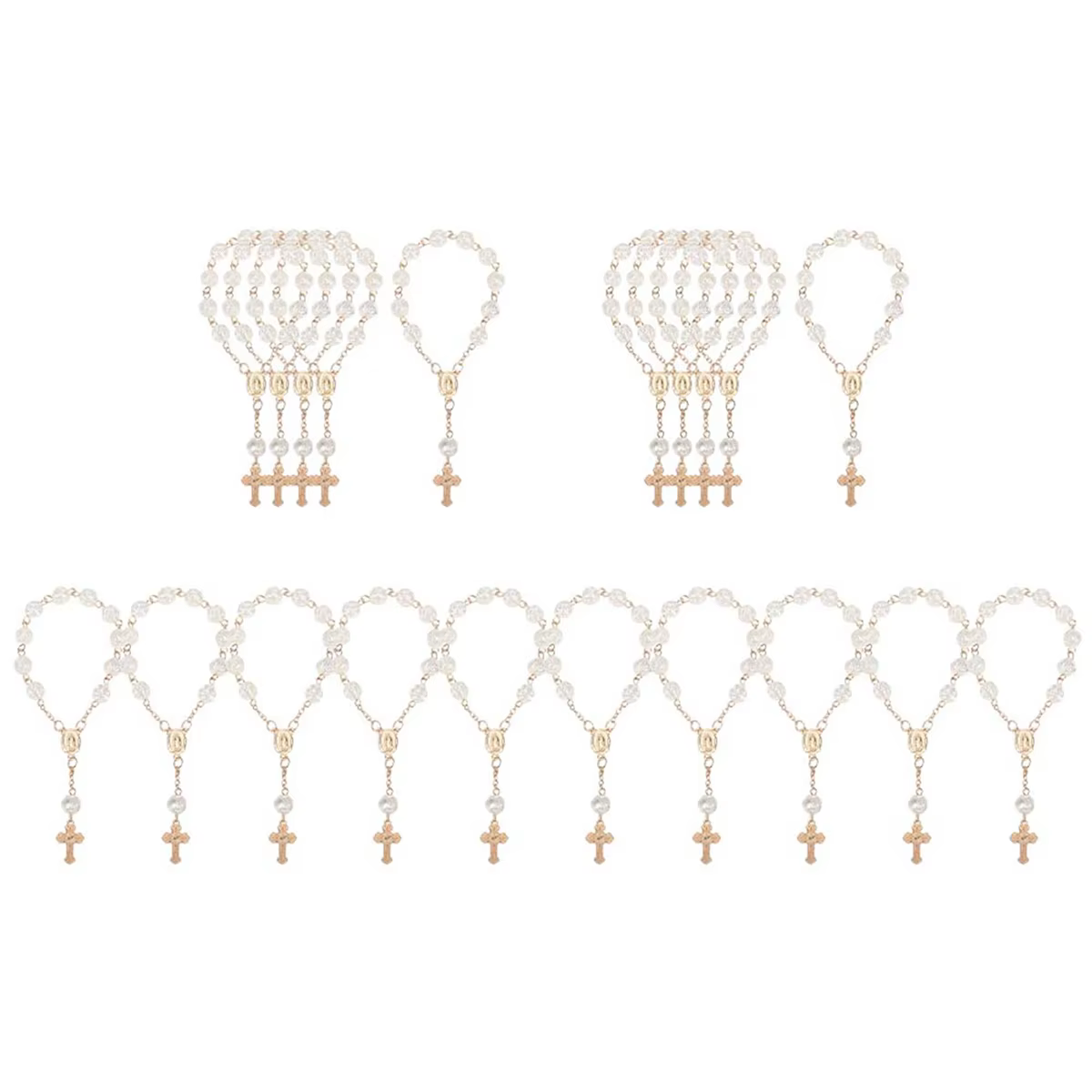 Mini chapelets en perles acryliques avec croix, faveurs de baptême, communion de baptême, doigt, bracelet Rosaire, 20 pièces