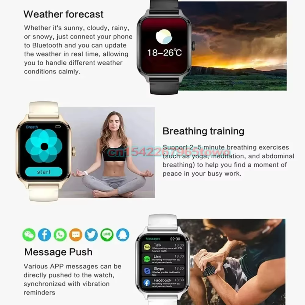 Montre intelligente pour Android IOS montres 1.83 pouces HD affichage Bluetooth appel Message alerte musique sport Mode Smartwatch hommes femmes cadeau