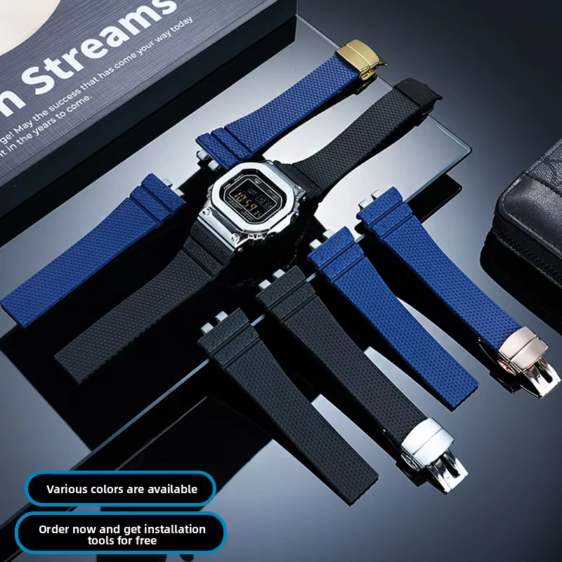 Bracelet en caoutchouc fluoré amélioré pour Casio G-SHOCK GMW-B5000 GM-B2100