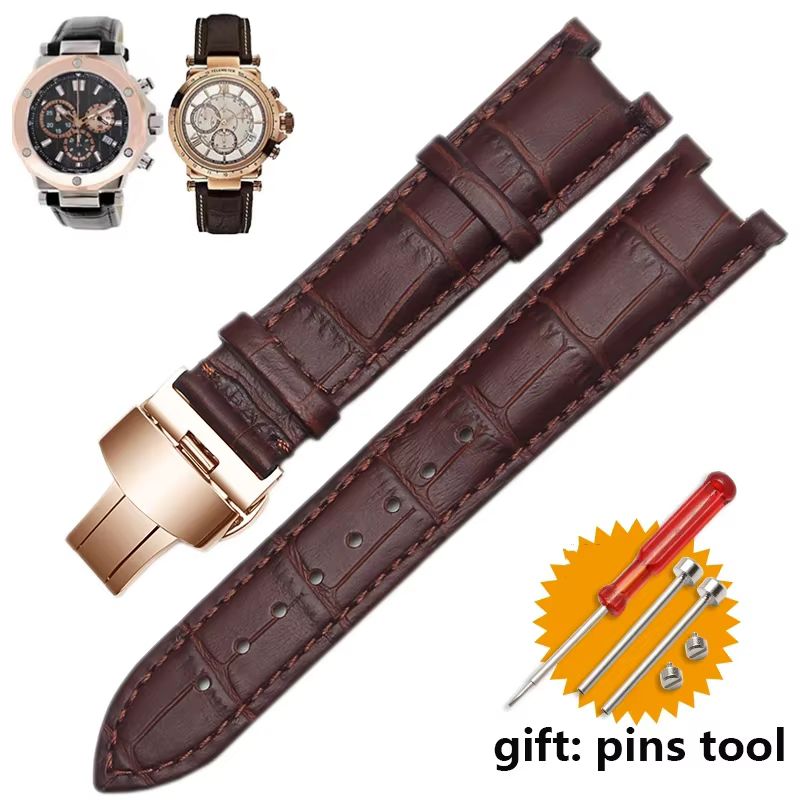 Bracelet de montre en cuir véritable pour Versace Gucci GC