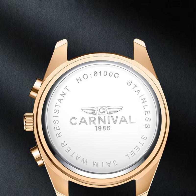Carnaval marque homme mode or Rose montre de luxe saphir lumineux militaire Quartz montres étanche pour hommes Reloj Hombre