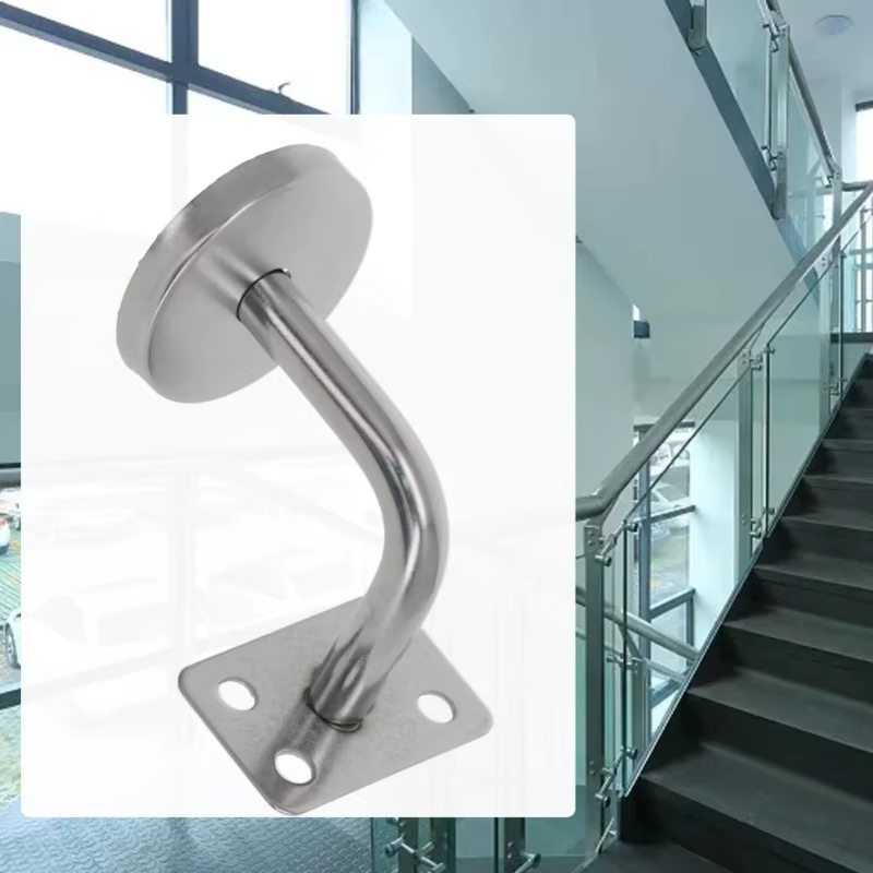Supports de main courante d'escalier, 2 pièces, Support mural en acier inoxydable, Balustrade argentée pour outils de quincaillerie pour hôtels ménagers