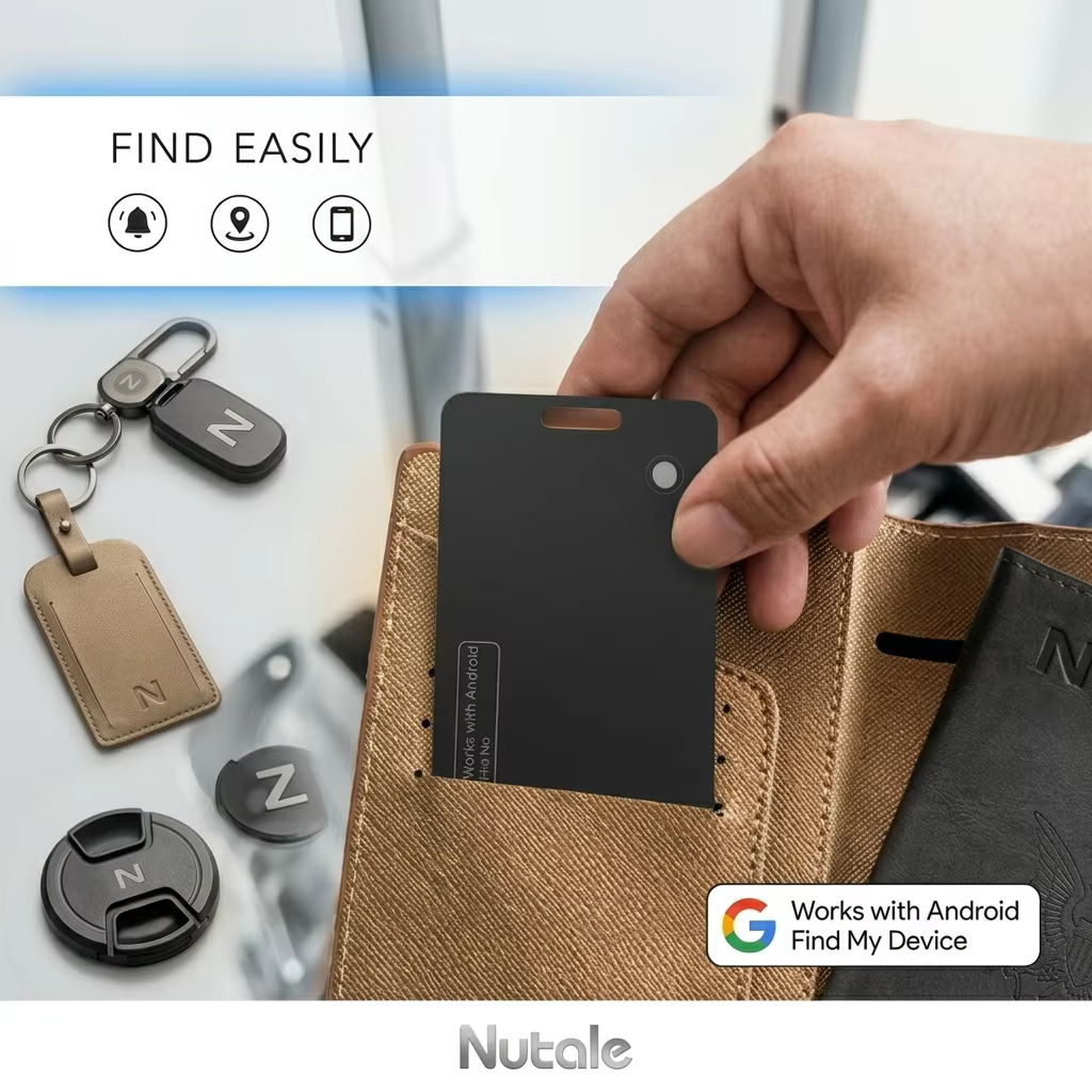 Carte de suivi de portefeuille avec application Google Find My pour Android - Localisateur GPS étanche à chargement sans fil