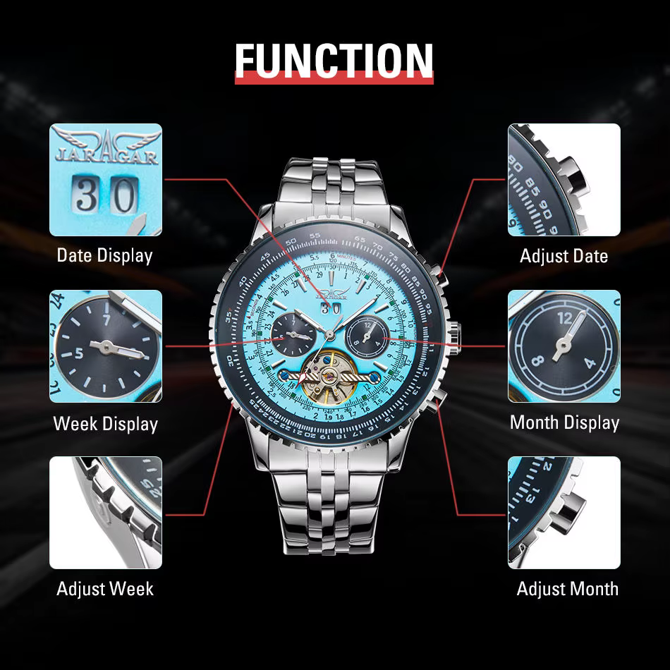Montre automatique de sport militaire bleue pour hommes