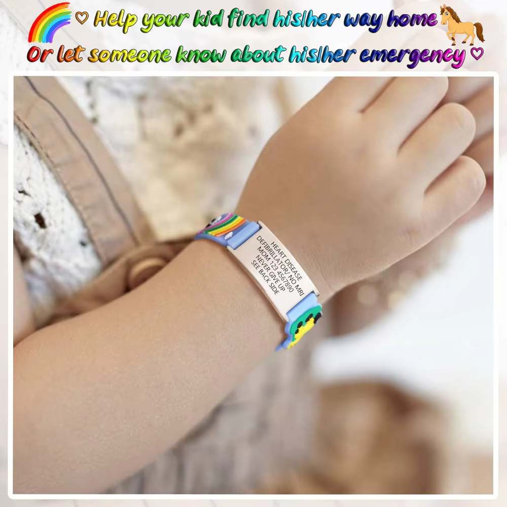 ID de code QR médical personnalisé pour bracelets pour enfants