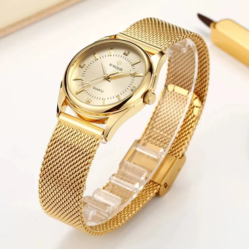 Wwoor-Montre-bracelet en or pour femme