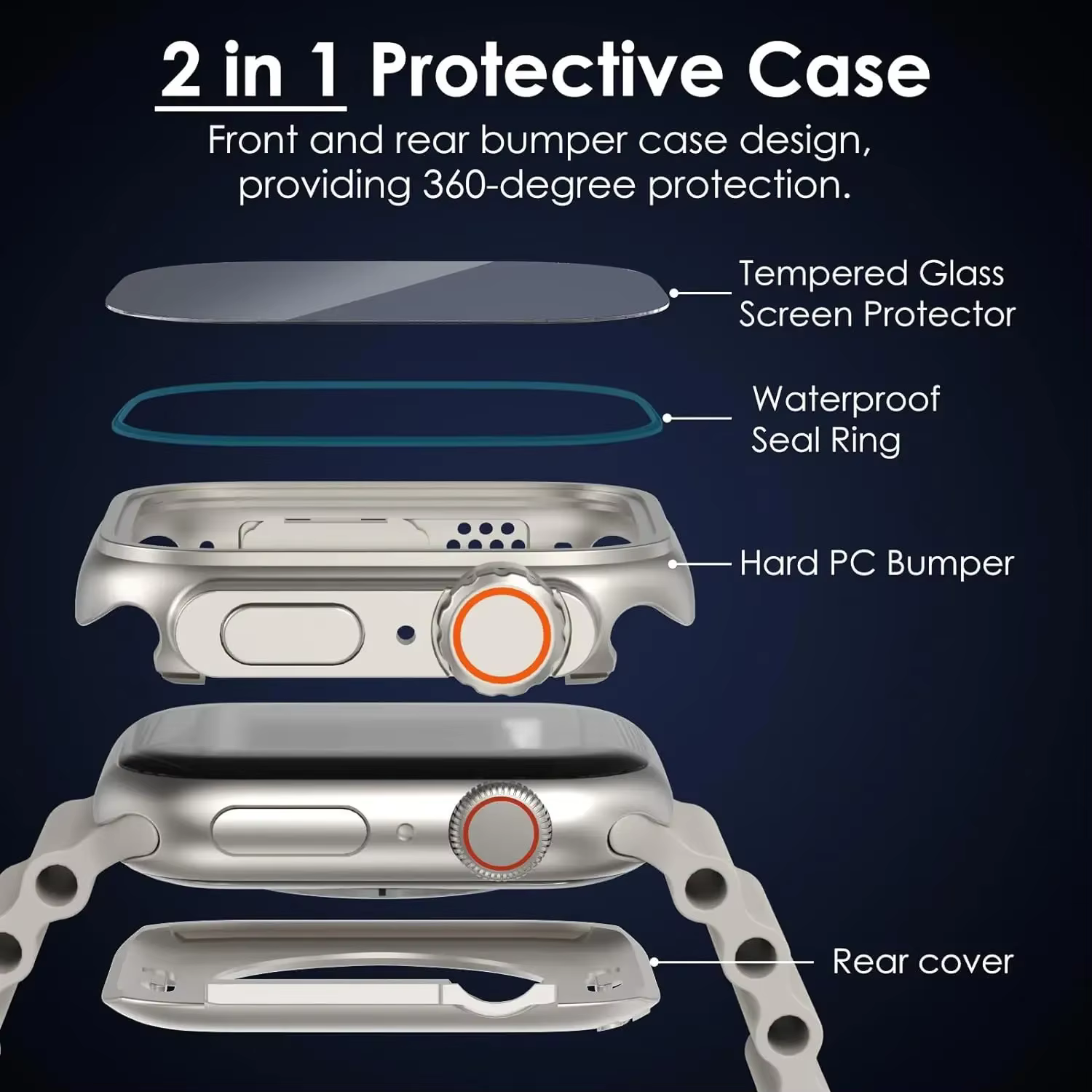 Étui de protection complet à 360 degrés pour Apple Watch 44 mm 45 mm 41 mm 40 mm