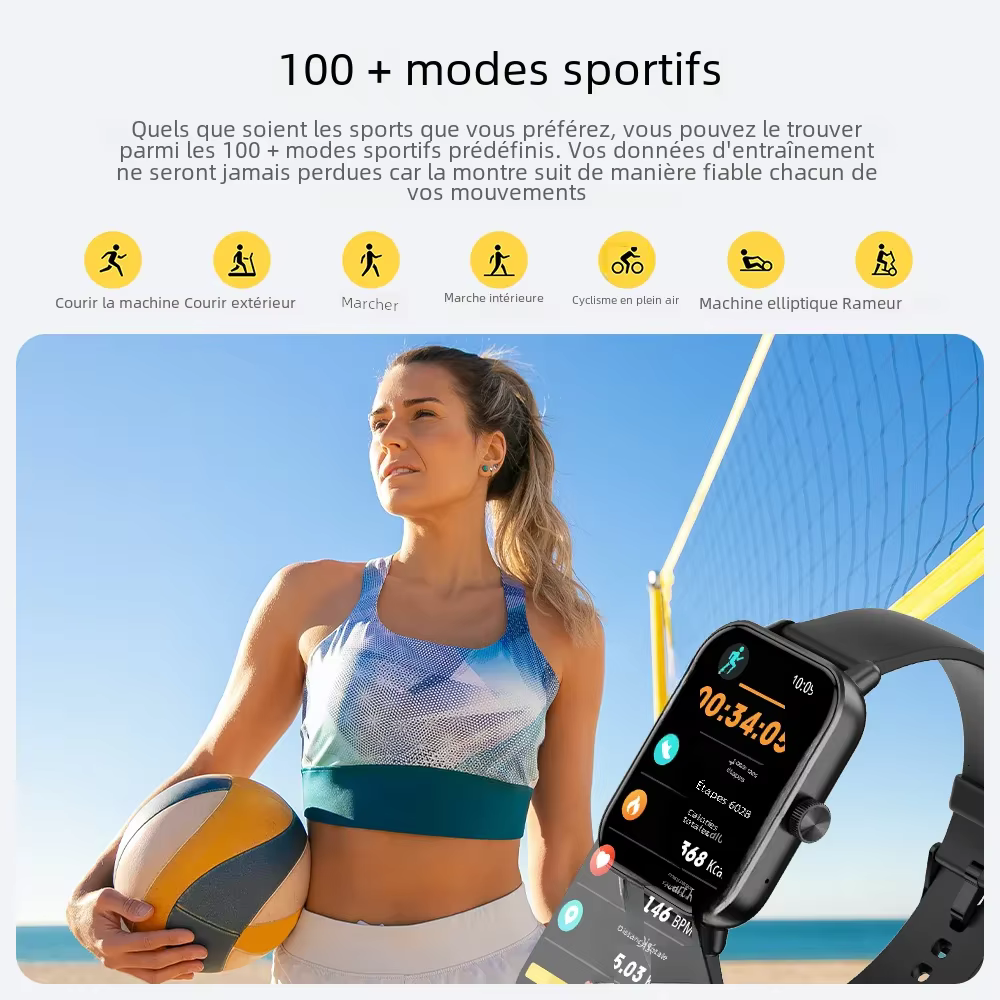 COLMI P81 appel vocal montre intelligente Ultra 1.9 pouces écran 24H moniteur de santé plus de 100 Modes sportifs