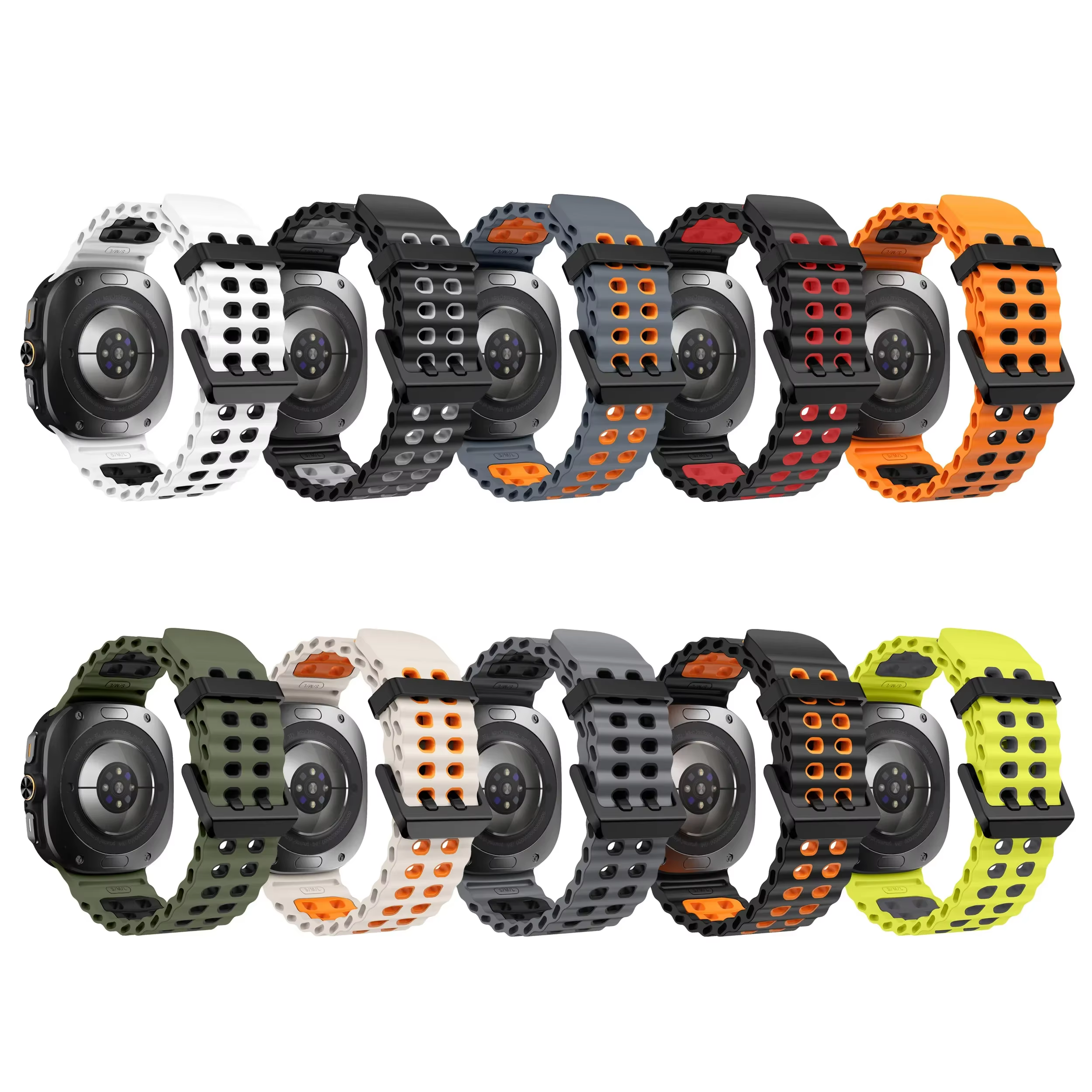 Bracelet marin pour Samsung Galaxy Watch ultra 2025/7 ultra, accessoires, Bracelet de Sport en silicone bicolore, Galaxy Watch ultra