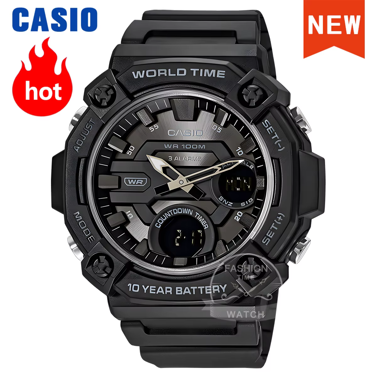 Casio Montre électronique multifonction à double affichage pour hommes série AEQ-120W