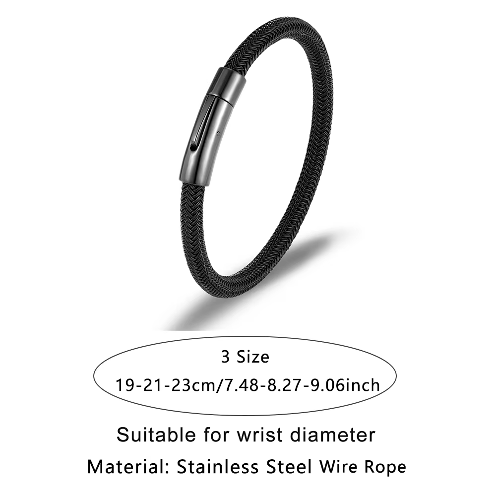 Bracelet en câble métallique Simple et étanche de 6mm pour hommes et femmes