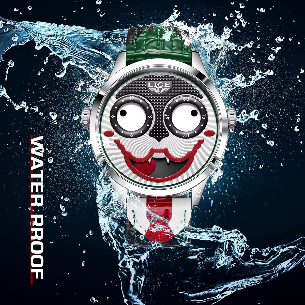 LIGE 2026 nouvelle montre Clown Cool hommes mode affaires étanche en cuir Joker