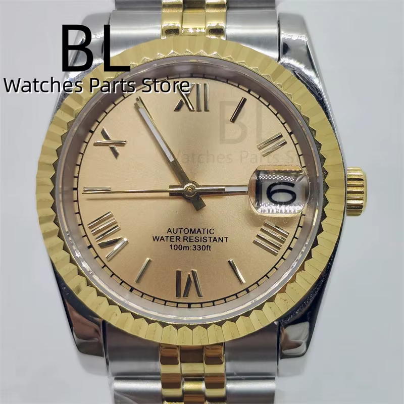 BLIGER-Montre existent pour Homme, Lunette Cannelée, Deux Tons, Index Romain, Cadran localité, Bracelet Jubilee, Verre Saphir, 36mm, 39mm, NH35A