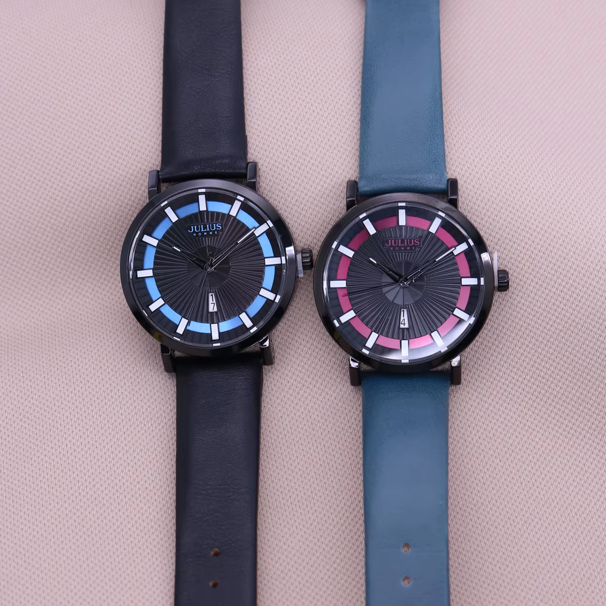 Montre à quartz en cuir véritable pour homme