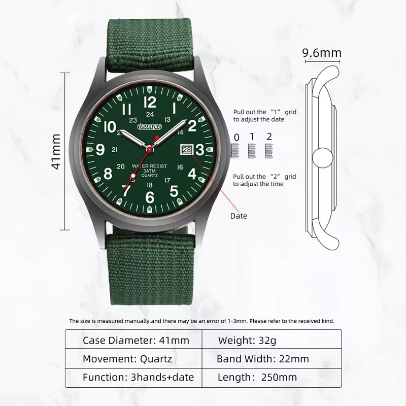 Montre-bracelet à quartz de sport militaire pour hommes