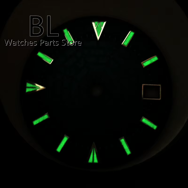 Cadran de montre bleu BL 29mm, vert, design Shoous Araneose, adapté au mouvement mécanique automatique NH35 NH36, couronne d'horloge 3/3, 8 heures
