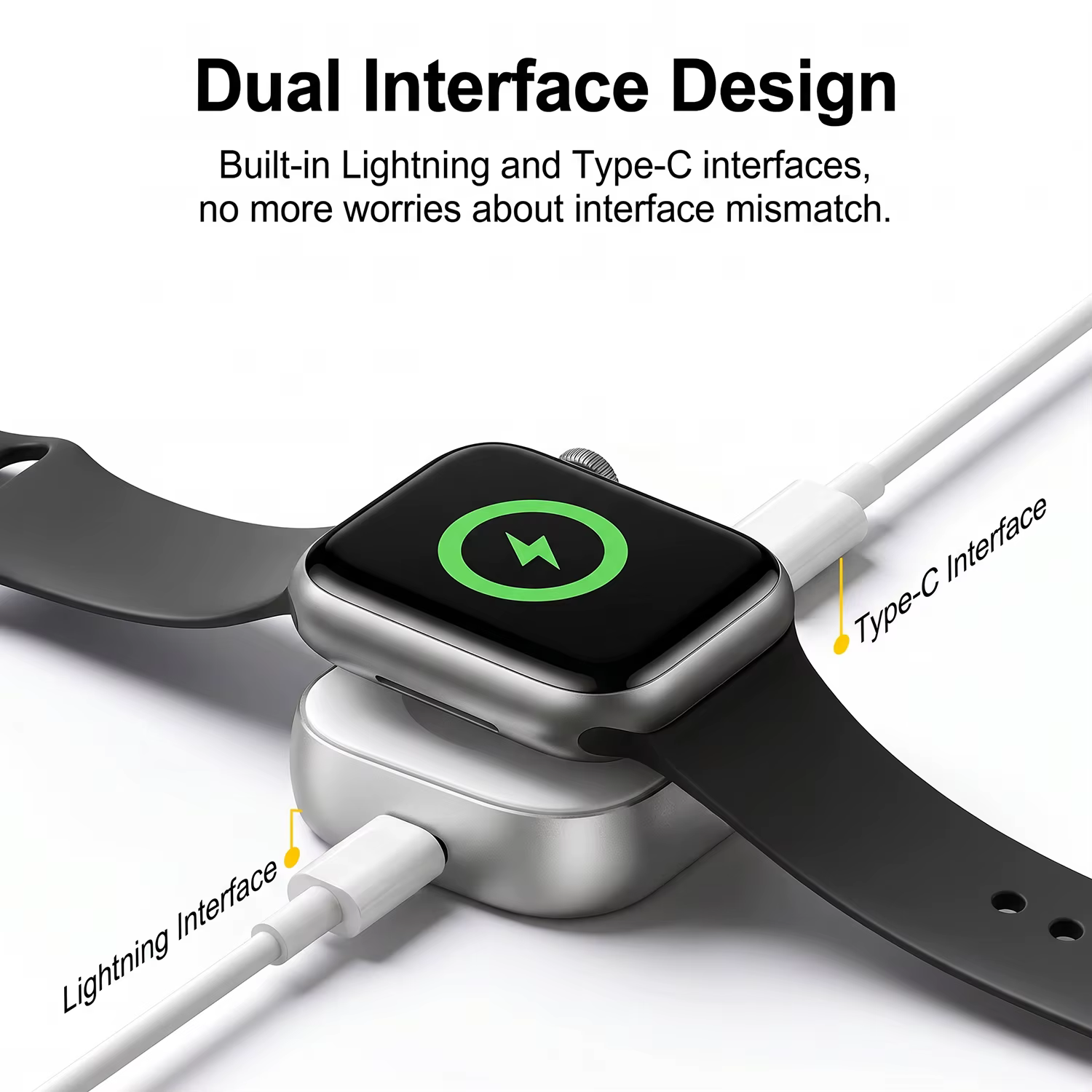Chargeur de montre sans fil magnétique portable Type C 8 broches
