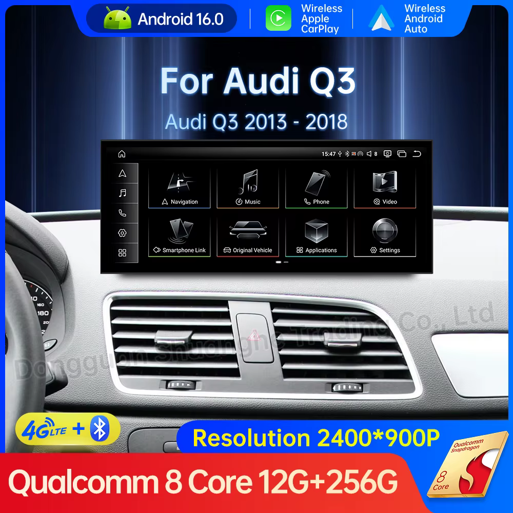 Autoradio sans fil pour Audi Q3 2013 - 2018, Navigation multimédia GPS Android 16 WIFI 4G LTE, écran tactile QLED, DSP, stéréo BT
