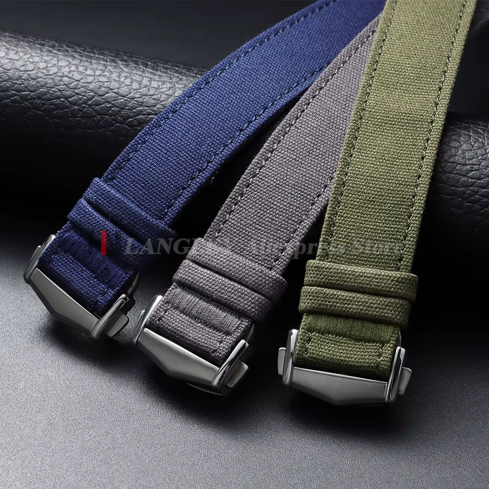 Bracelet de montre en nylon côtelé premium 20mm 22mm avec fermoir déployant pour Omega