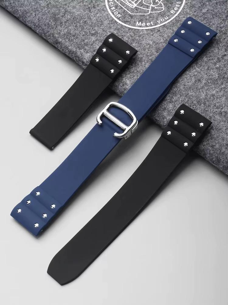 Bracelets de montre en caoutchouc de haute qualité pour bracelet Cartier Santos