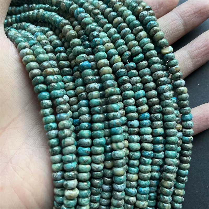 Brut 4/6/8MM Heishi Hubei vert bleu argent Turquoise disque pierres précieuses perles de pierre naturelle pour la fabrication de bijoux à bricoler soi-même collier Bracelet